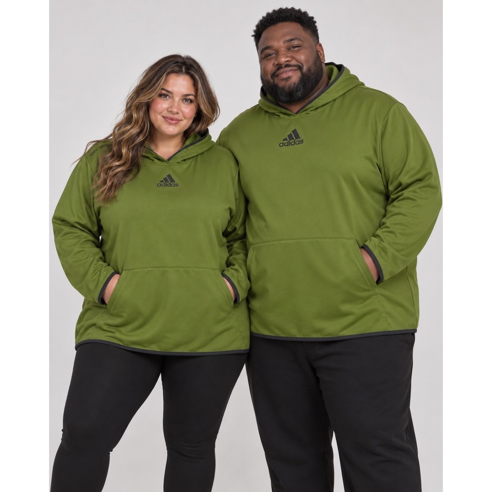 Adidas Three Stripe Life Performance Hoodie Olive Green Mens 4XL Pullover